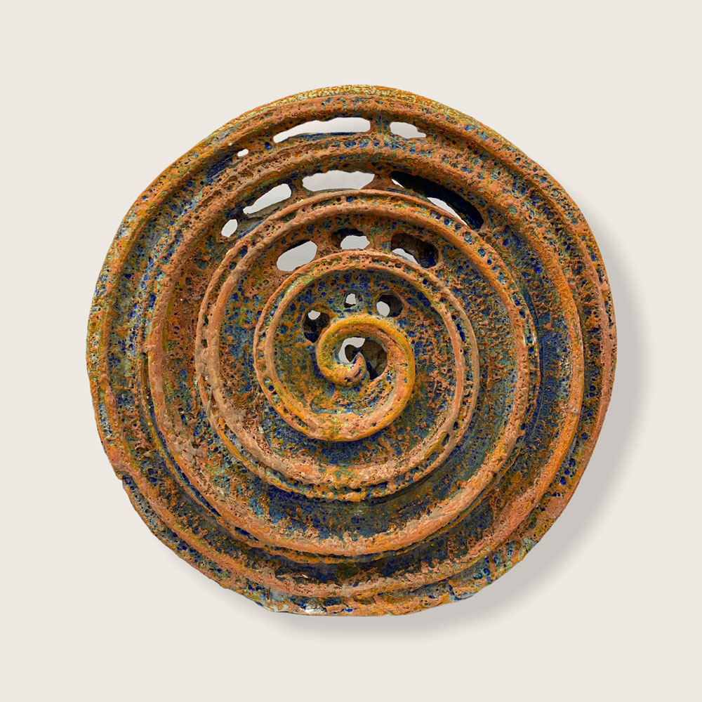 Deep Sea Sprial, Crater Glaze, Colourful Enamels , Multi Fired, 50cm x 48cm x6cm $2000