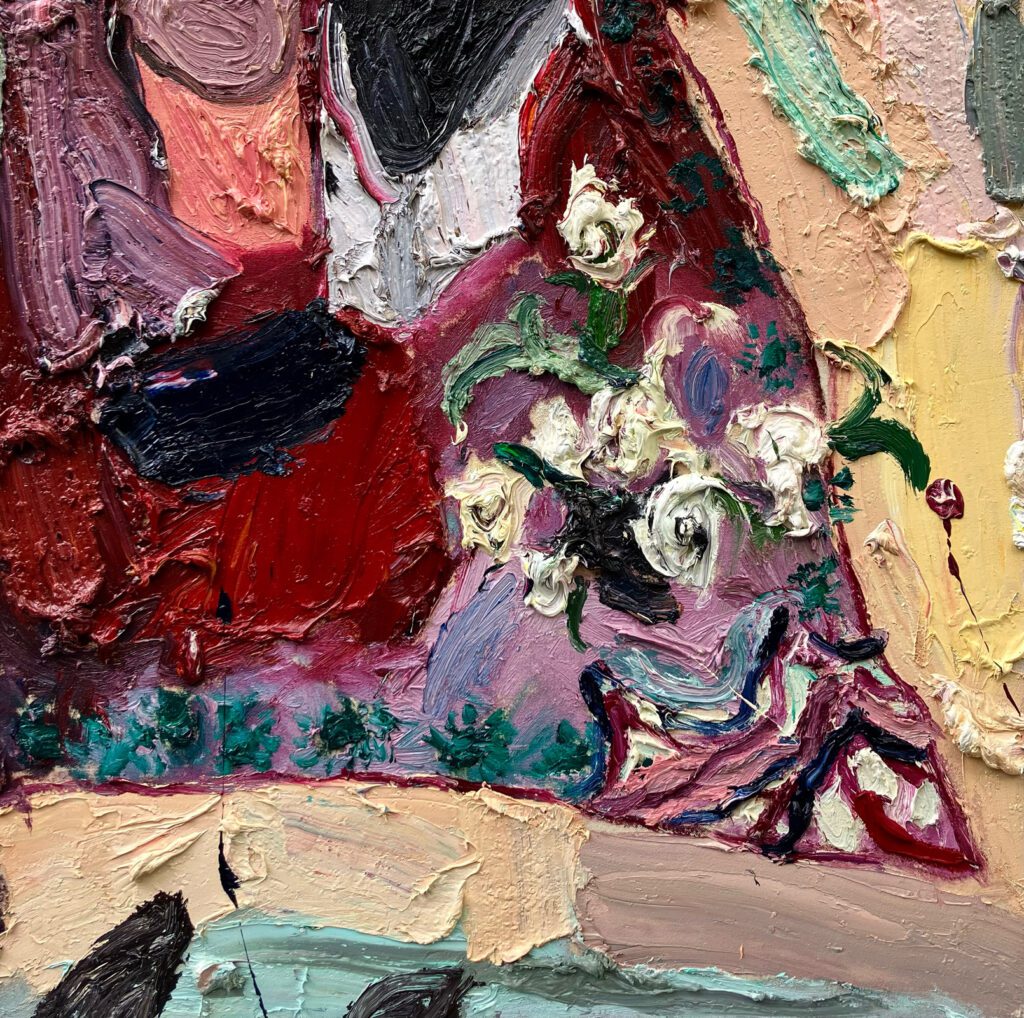 White Roses On Studio Rug • The G Contemporary