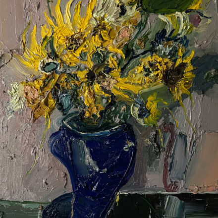 The Slope Side Of The Steep Hill (Blue Pot Sunflowers)